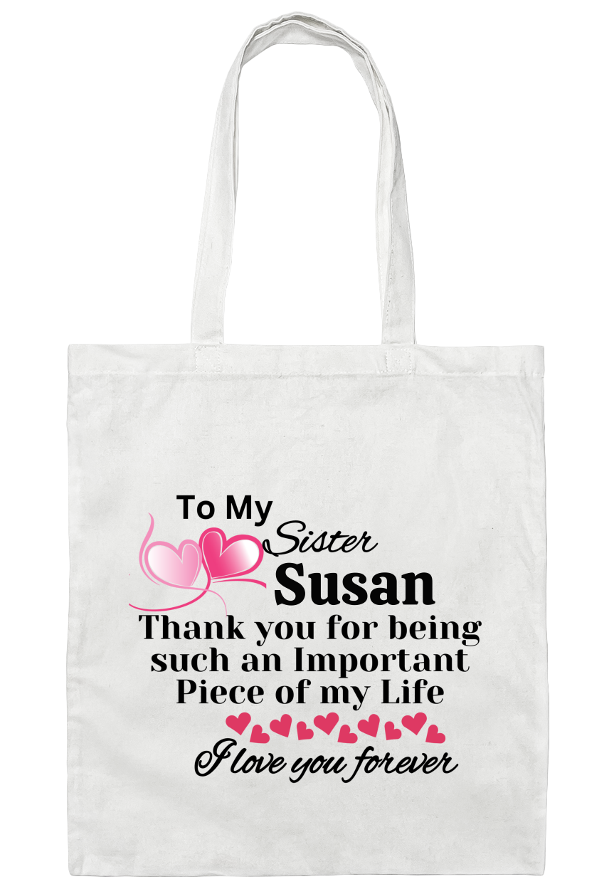 Personalized Sister Canvas Tote Bag