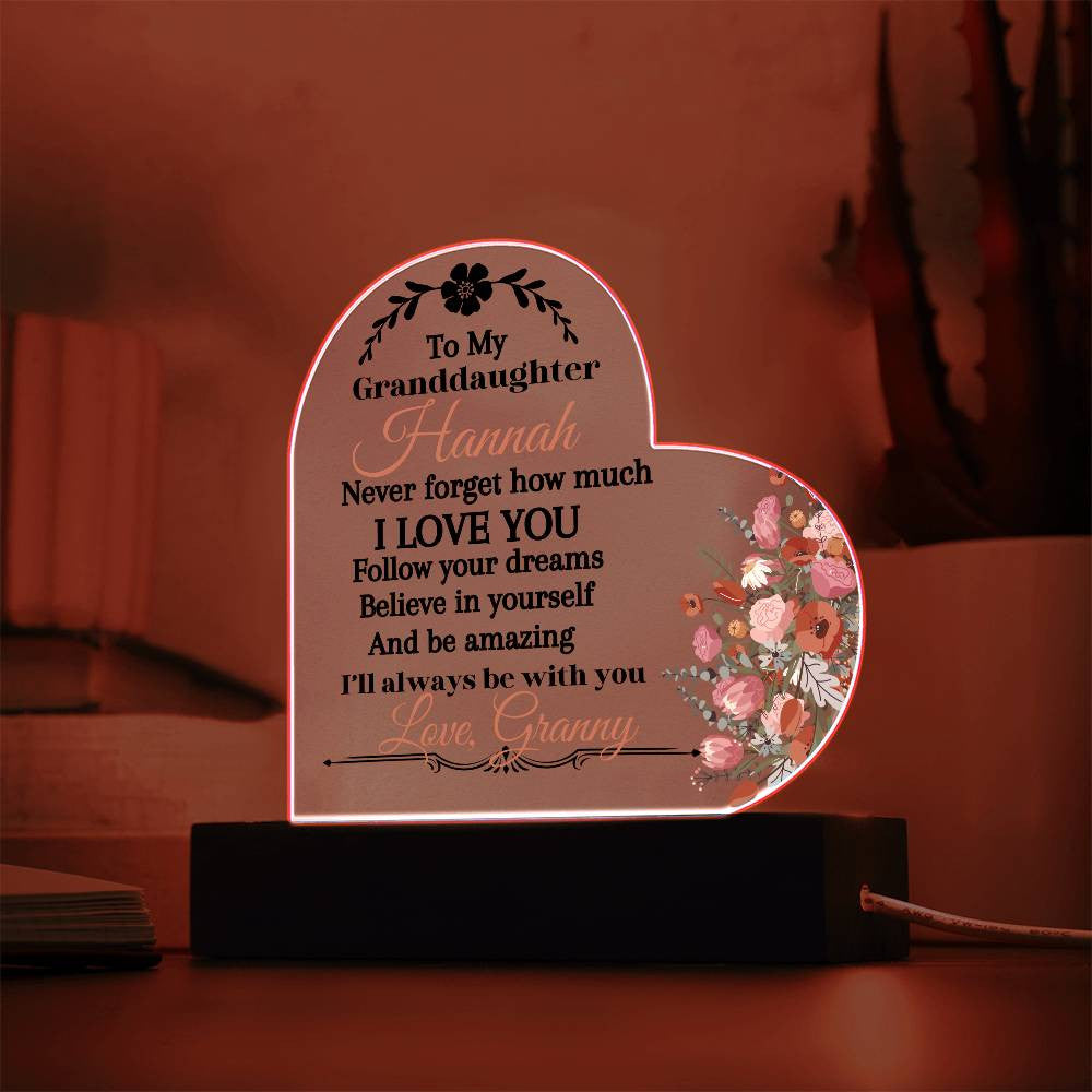 Personalize Granddaughter Acrylic Heart Plaque