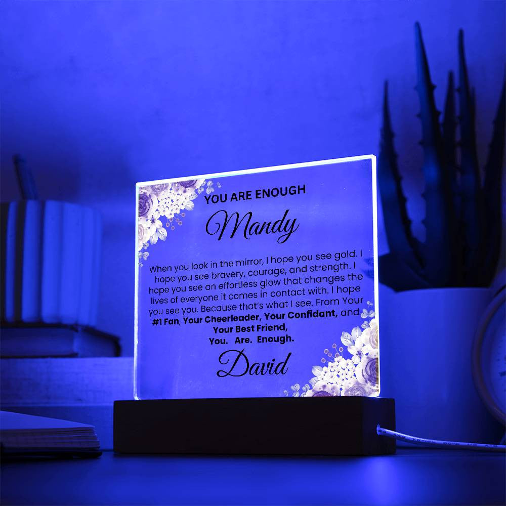 You Are Enough  Personalize Acrylic Square Plaque