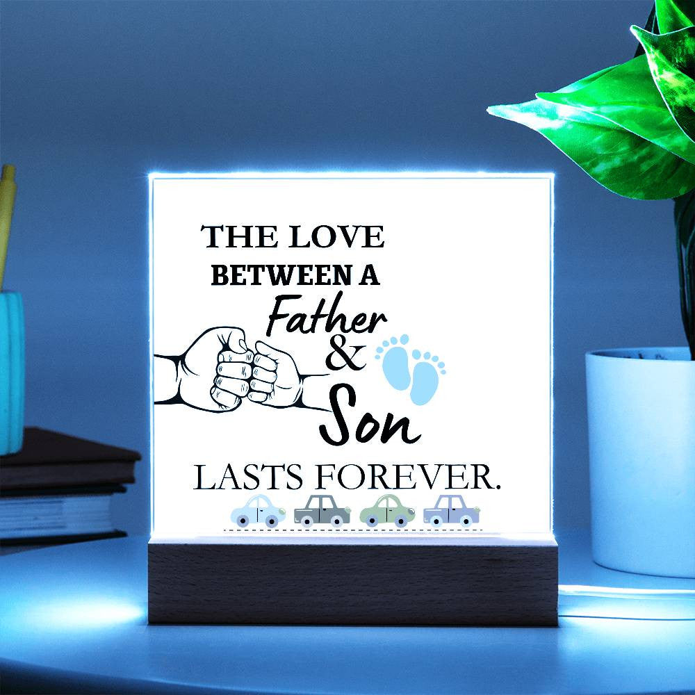 The Love Between A Father & Son Acrylic Square Plaque Led