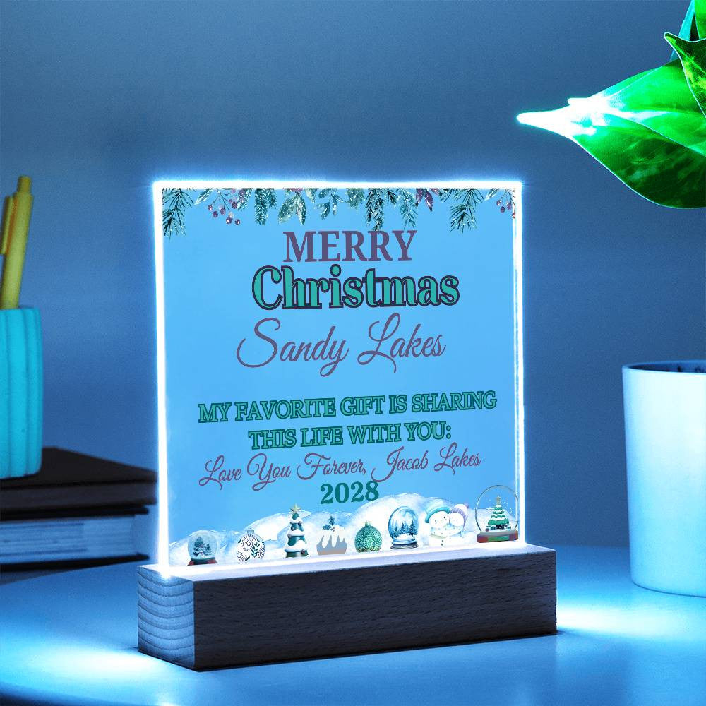 Merry Christmas Acrylic Square Plaque