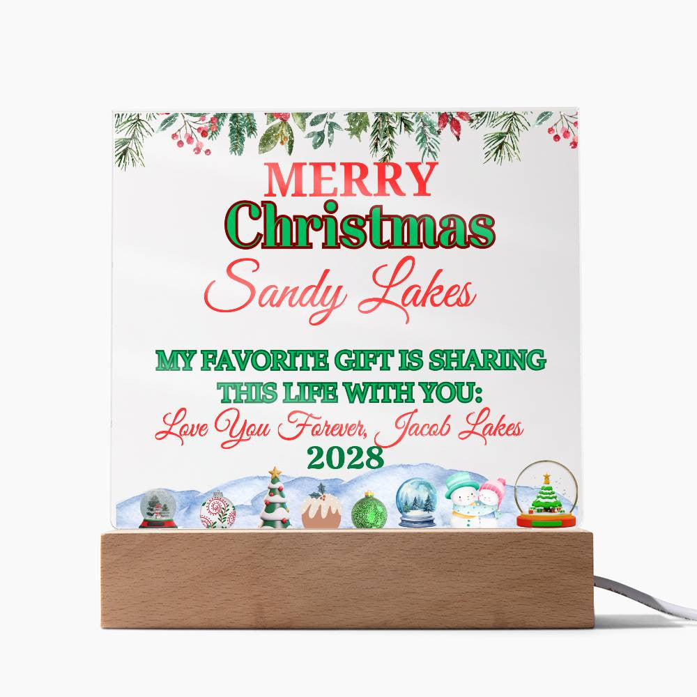 Merry Christmas Acrylic Square Plaque