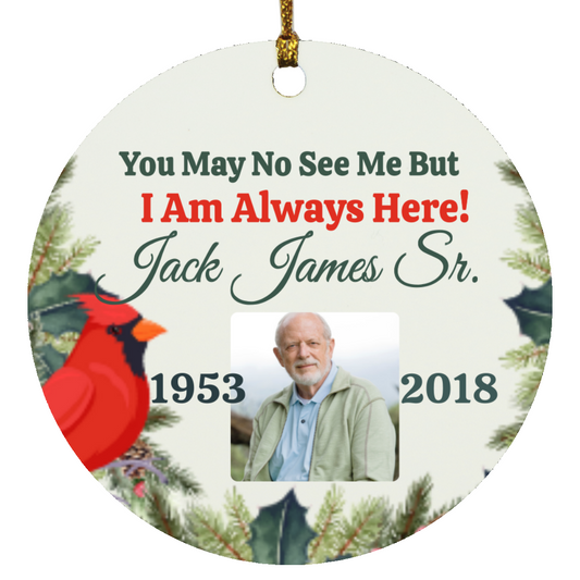 Personalize Memorial Christmas Circle Ornament