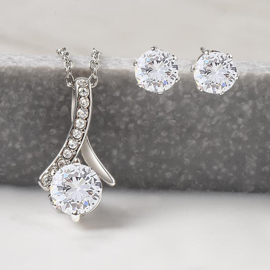 Personalized To My Daughter Alluring Beauty + Clear CZ Earrings