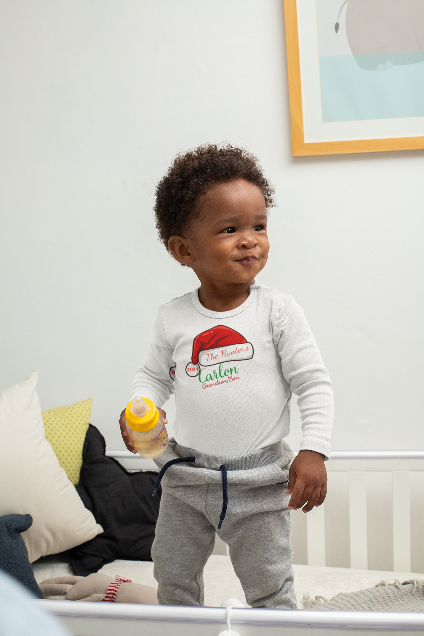 Personalized Family Christmas Infant Long Sleeve Bodysuit & Toddler Long Sleeve Tee