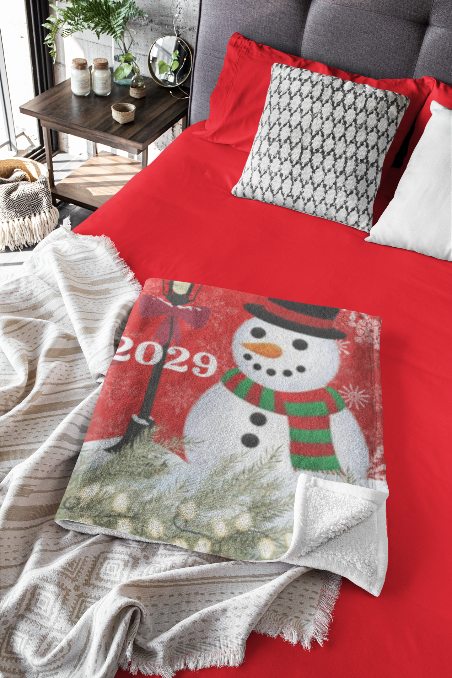 Personalized Snowman Christmas Family Blankety (3 types)