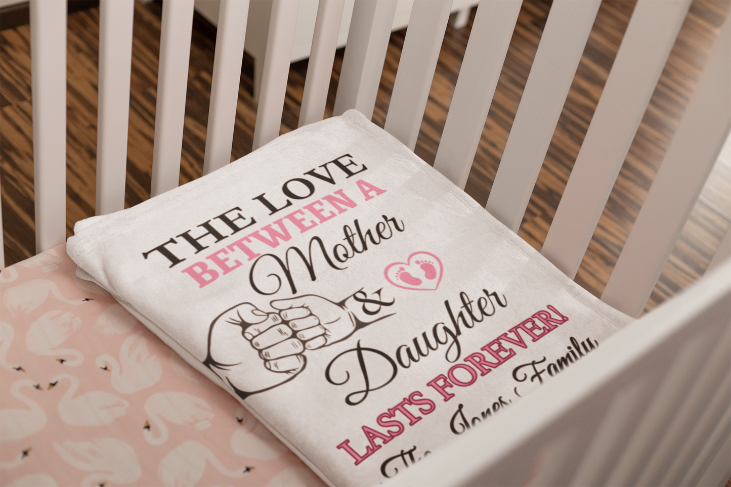 Personalized The Love Between A Mother & Daughter Blanket, Mink Sherpa, Cozy Fleece, Artic Fleece