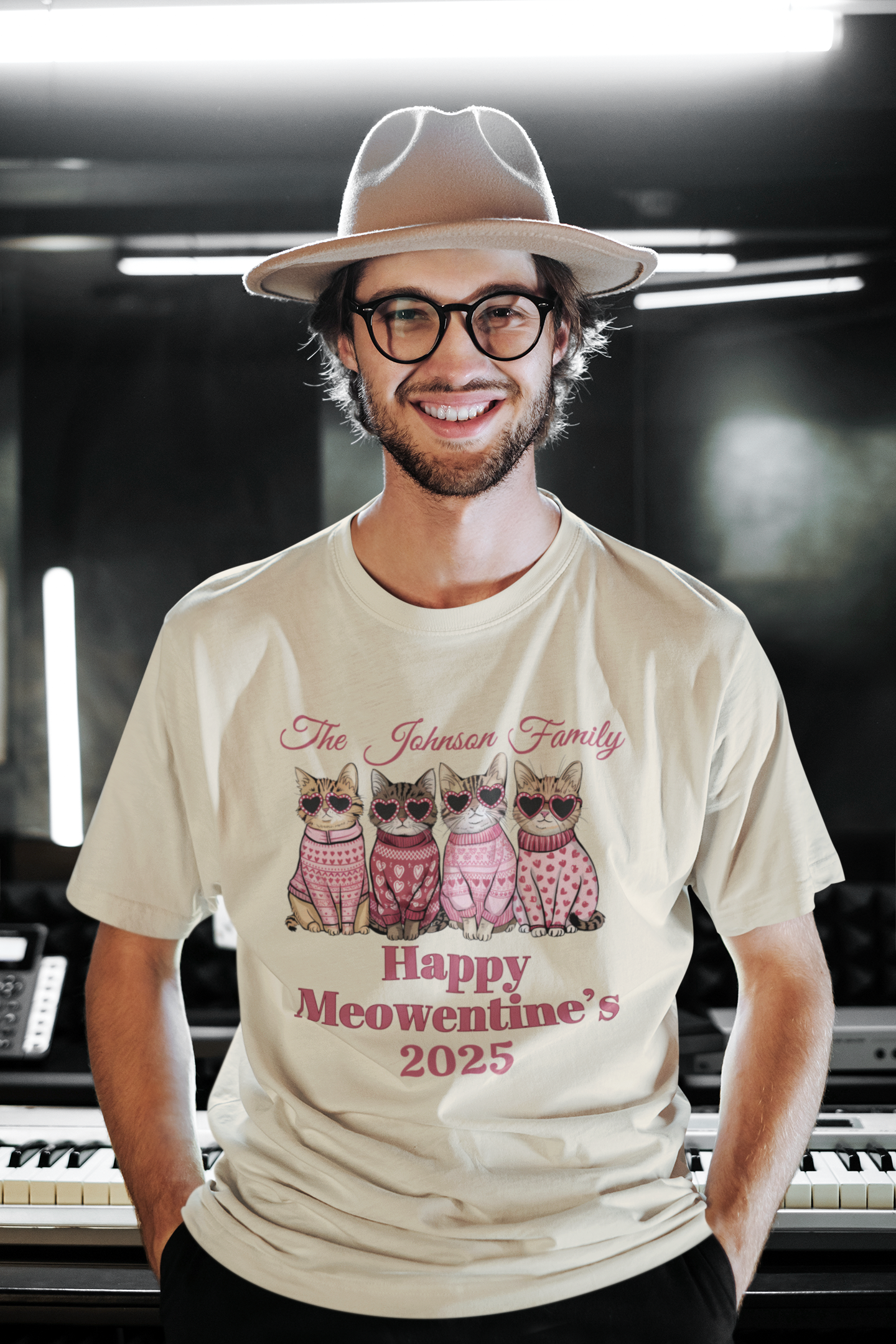 2025 Personalized Family “Happy Meowentenies,Unisex Cotton Tee