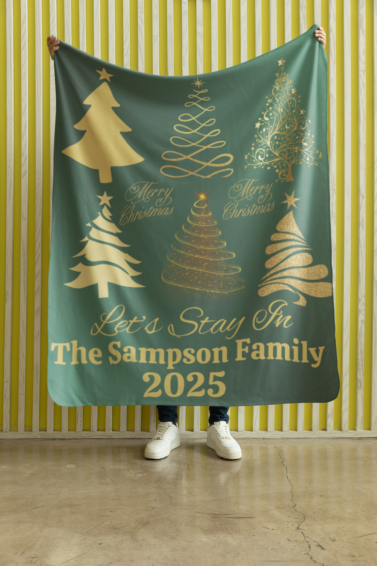 Personalize Christmas Tree  Family Blanket (3 types)