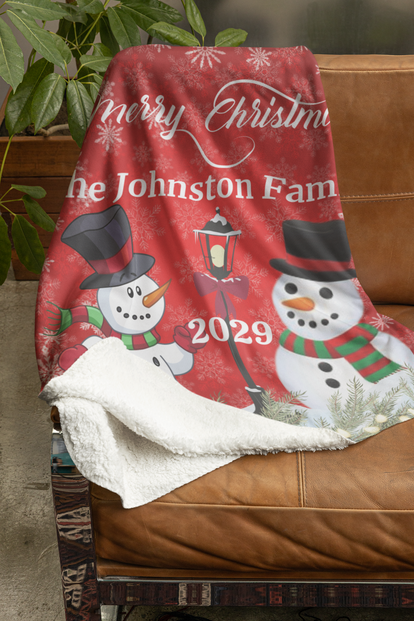 Personalized Snowman Christmas Family Blankety (3 types)