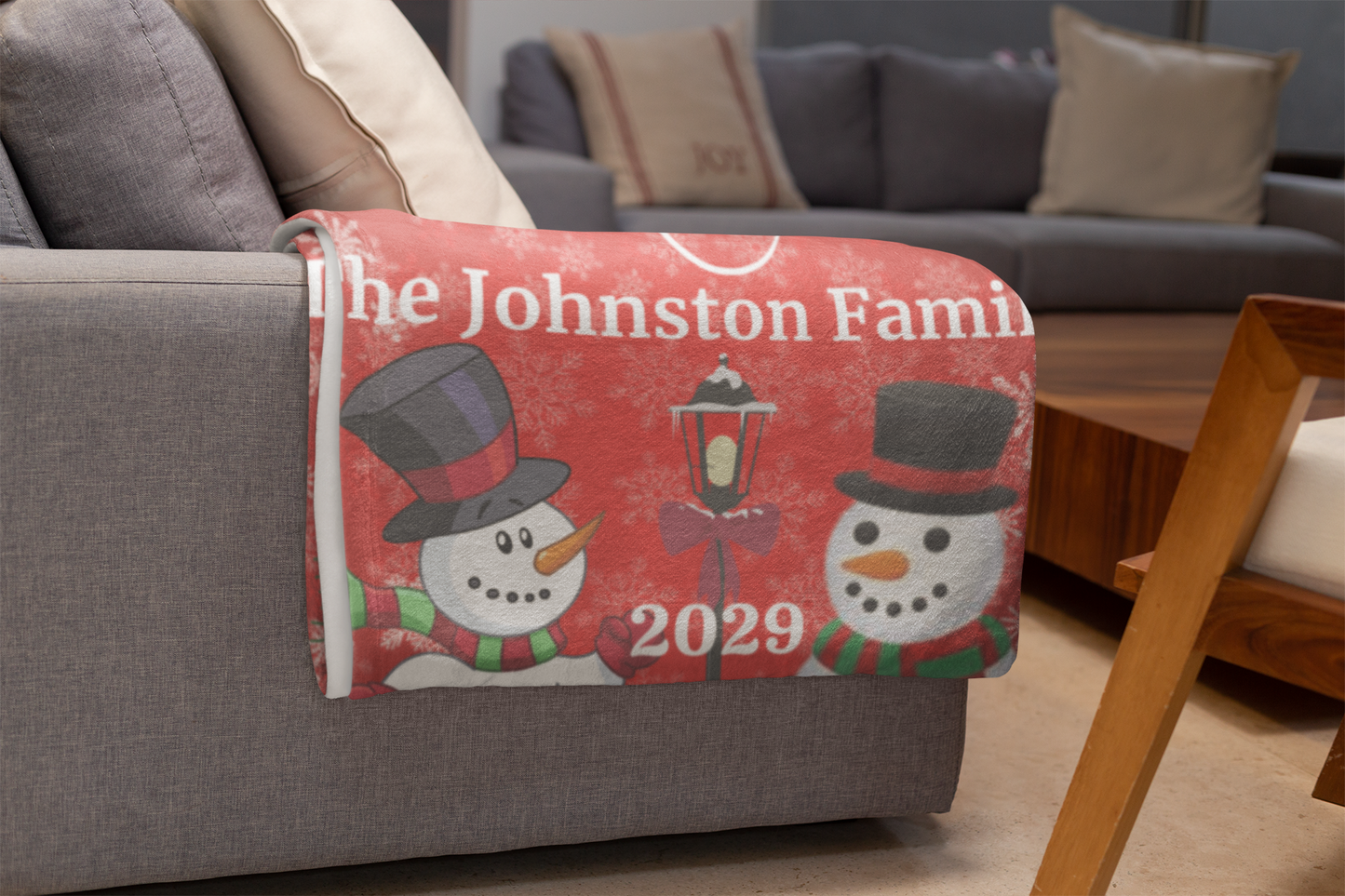 Personalized Snowman Christmas Family Blankety (3 types)