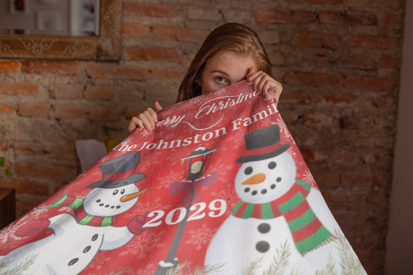 Personalized Snowman Christmas Family Blankety (3 types)