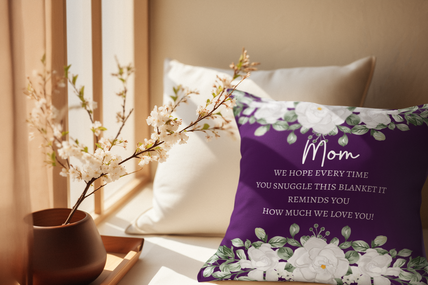 Mom Purple Large Square Pillow