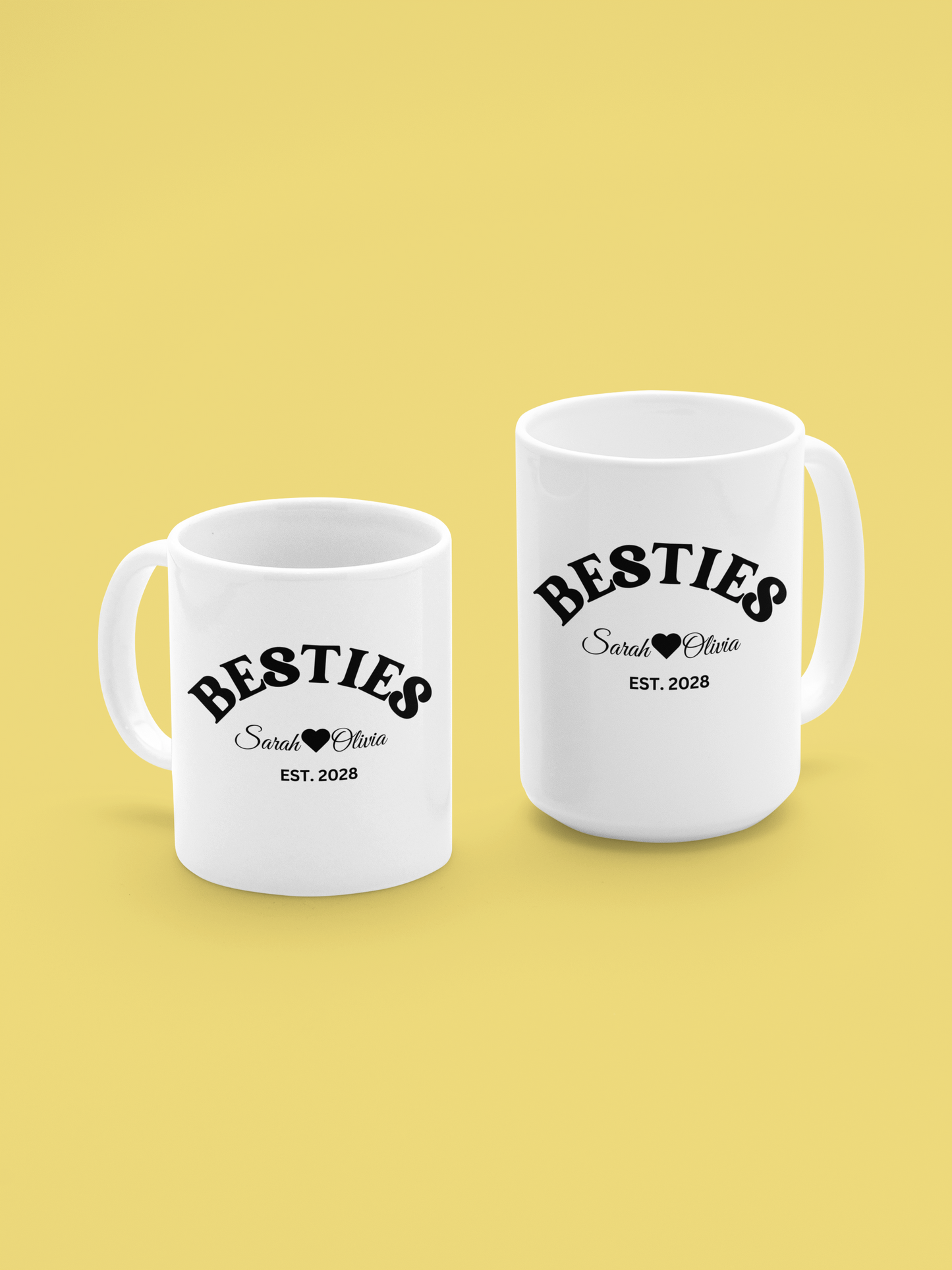 Classic White Personalized Besties Mug-11oz-15oz