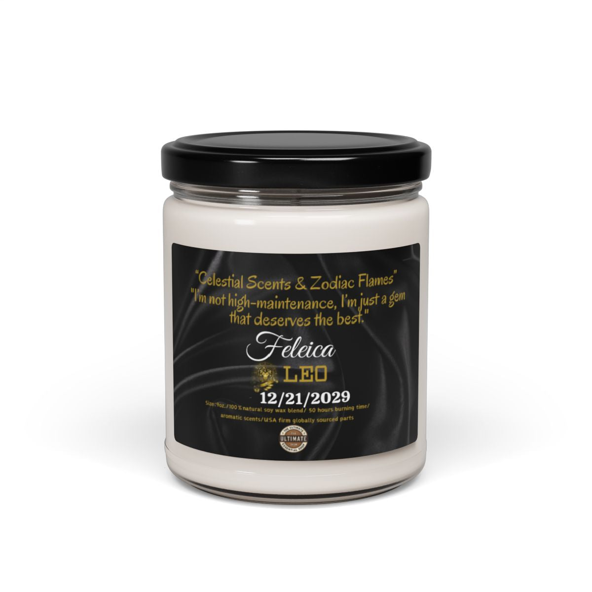 Personalized Leo Scented Soy Candle, 9oz