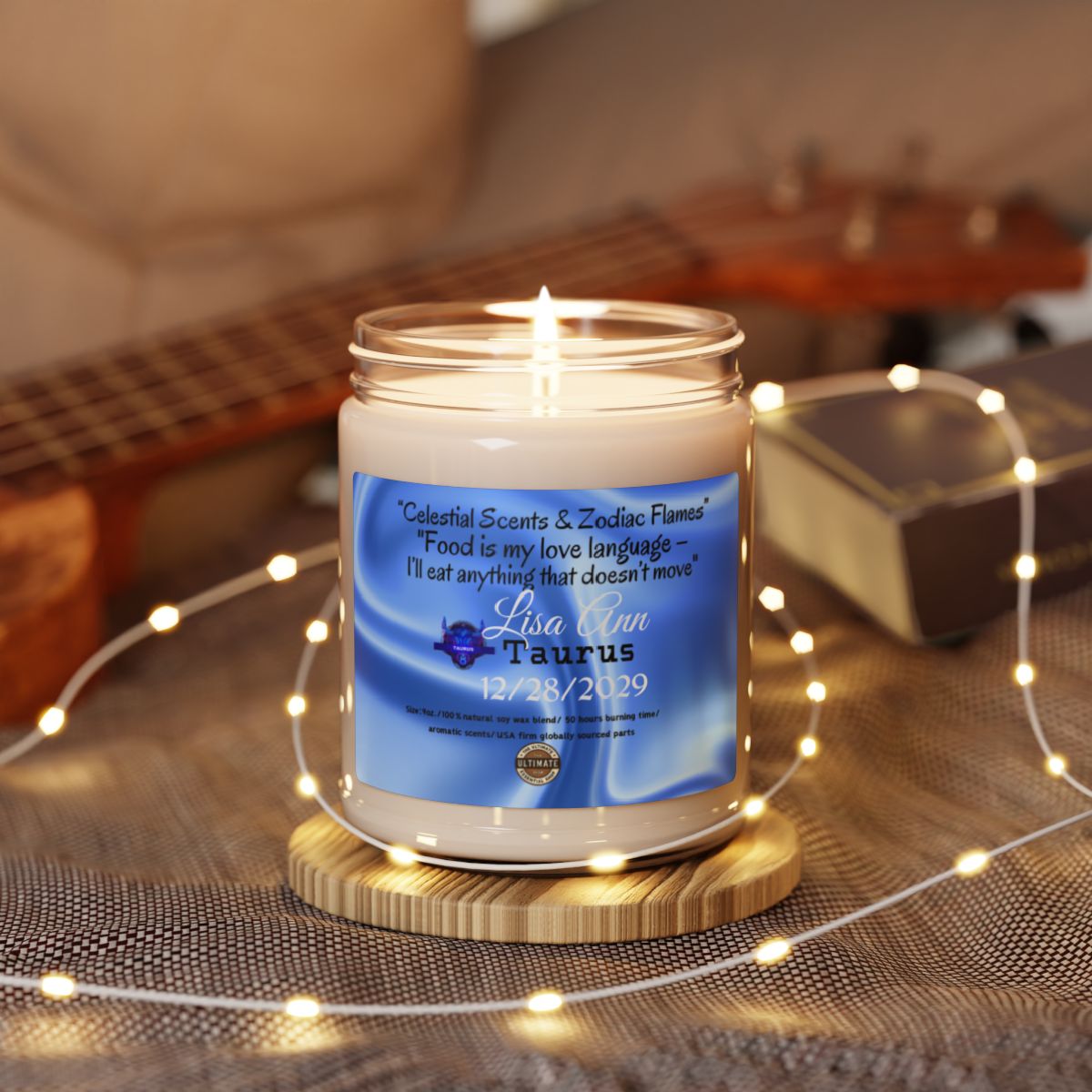 Personalized Taurus Scented Soy Candle, 9oz