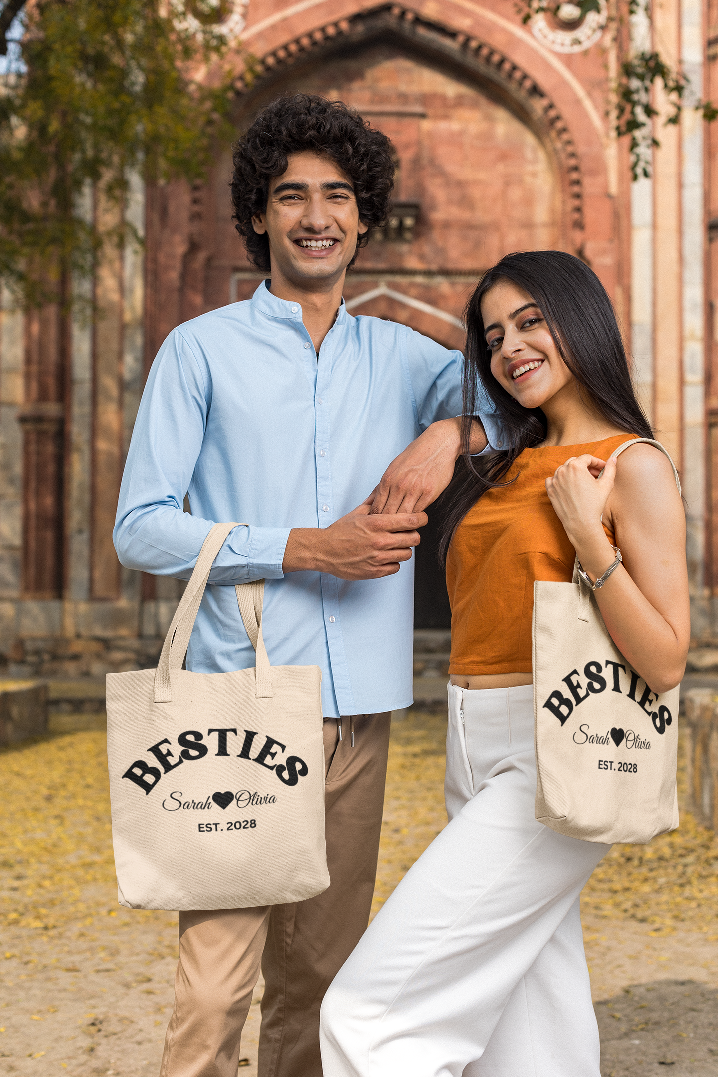 Personalized Besties Canvas Tote Bag