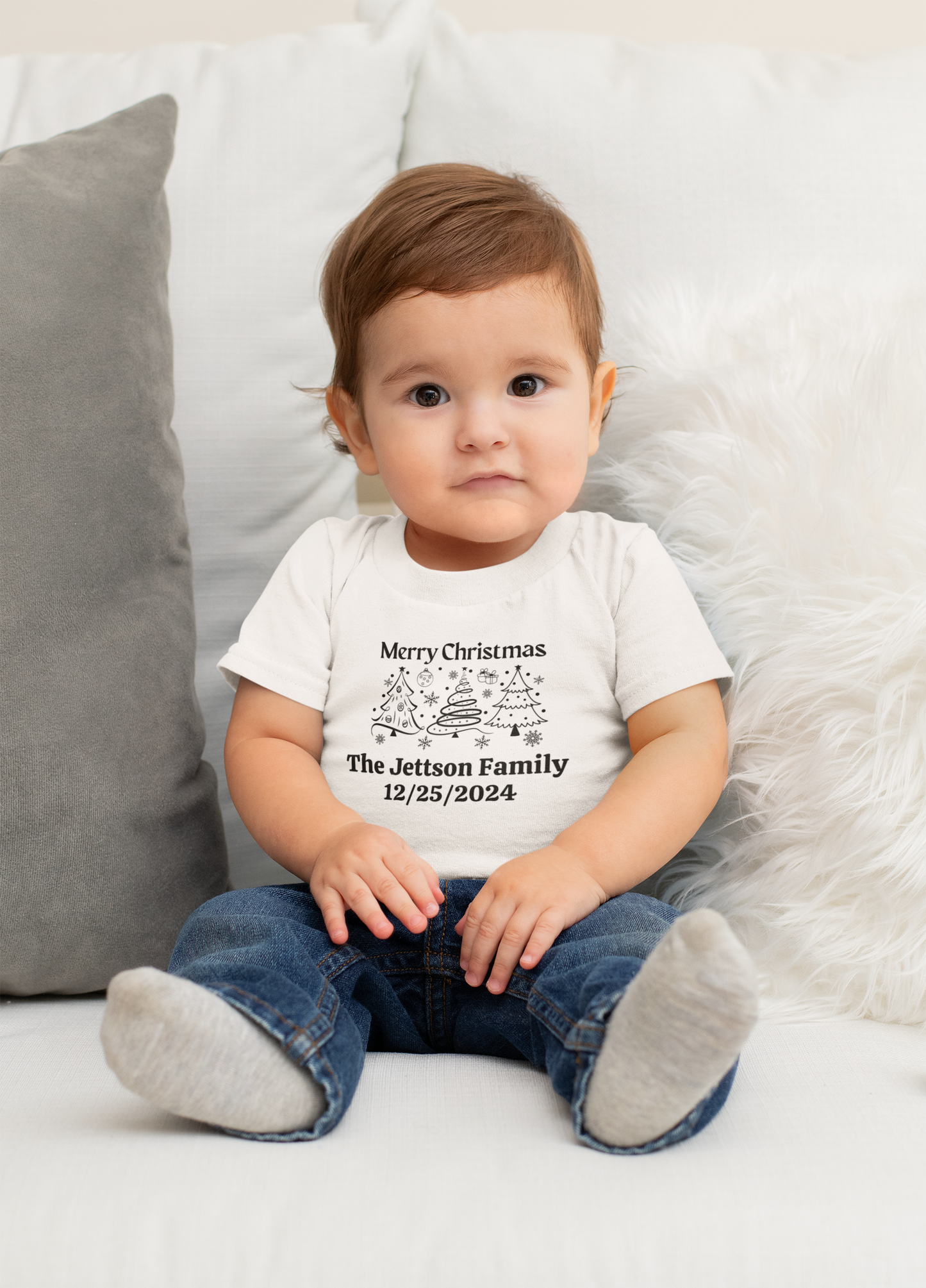 Personalize Christmas Family Infant Fine Jersey Bodysuit