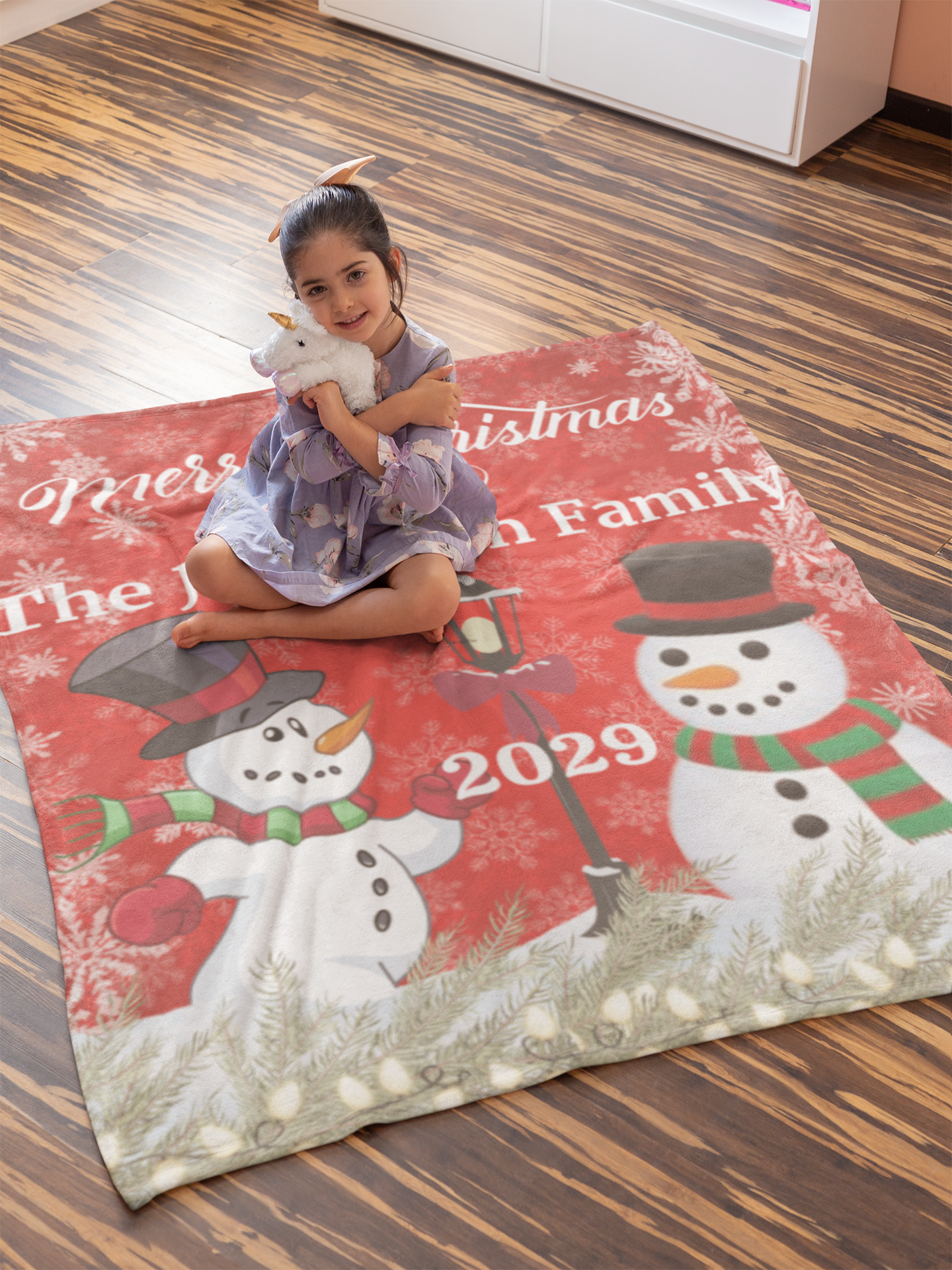 Personalized Snowman Christmas Family Blankety (3 types)