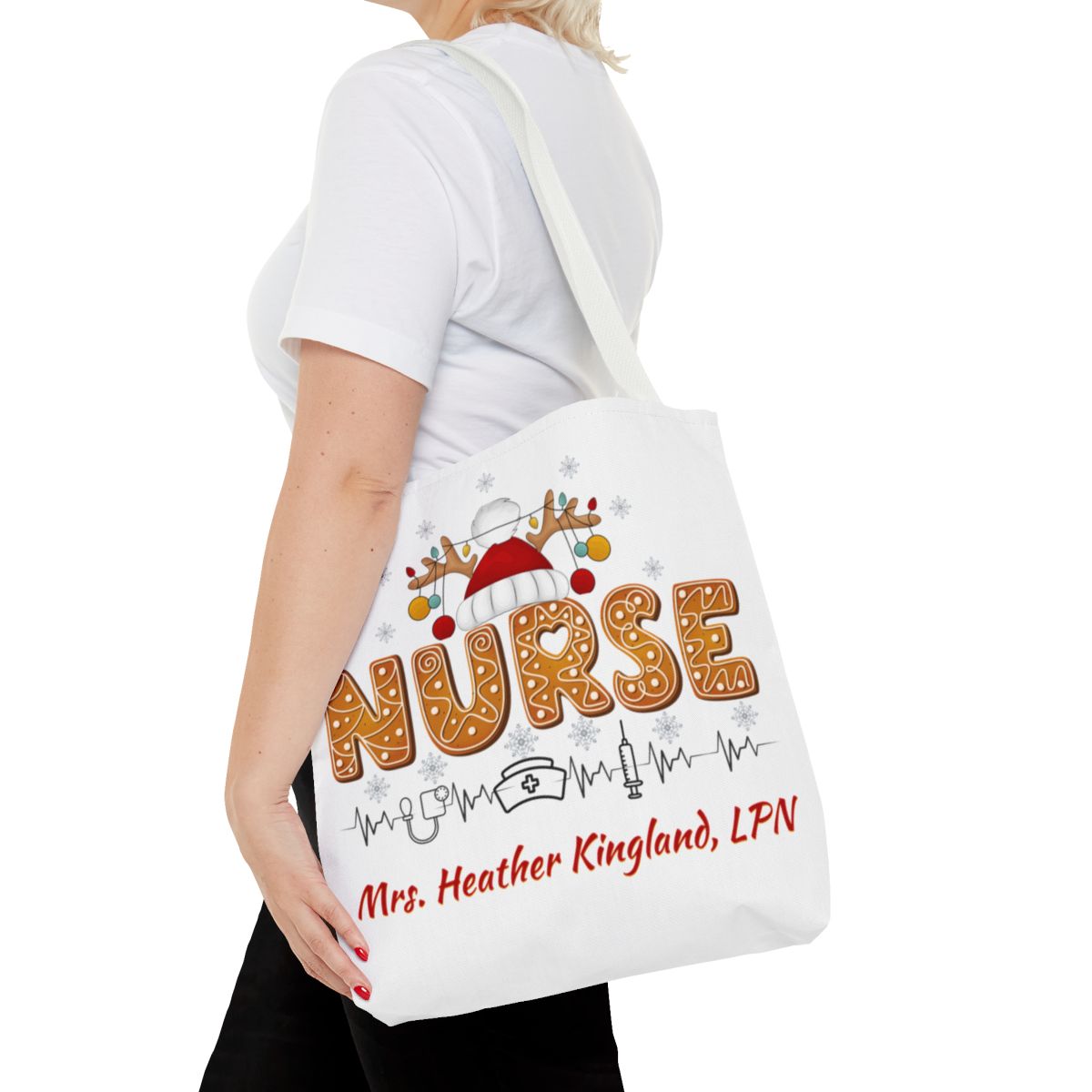 Personalized Nurse Christmas Canvas Tote Bag