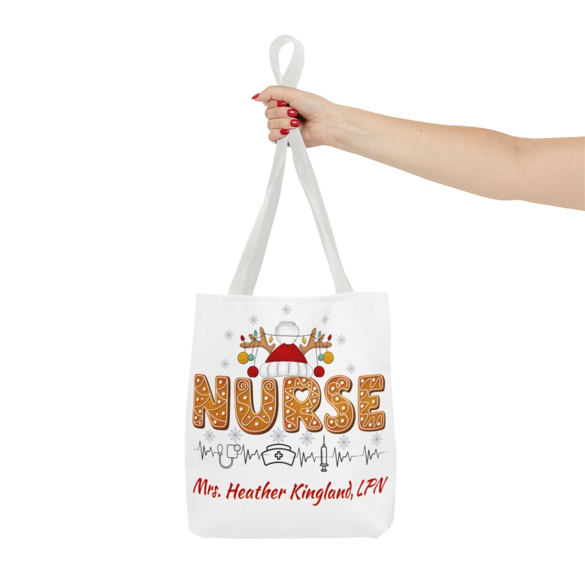 Personalized Nurse Christmas Canvas Tote Bag