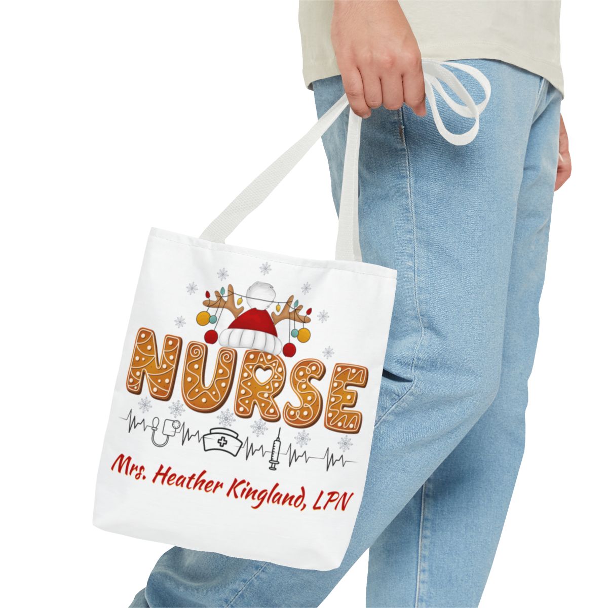 Personalized Nurse Christmas Canvas Tote Bag