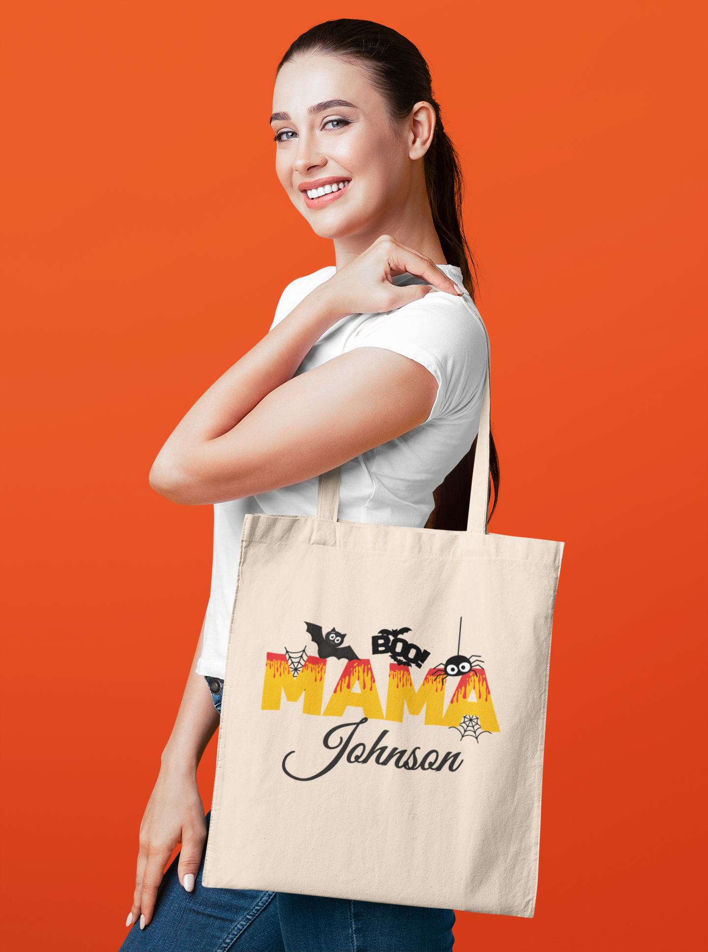 Personalized Halloween MAMA Canvas Tote Bag