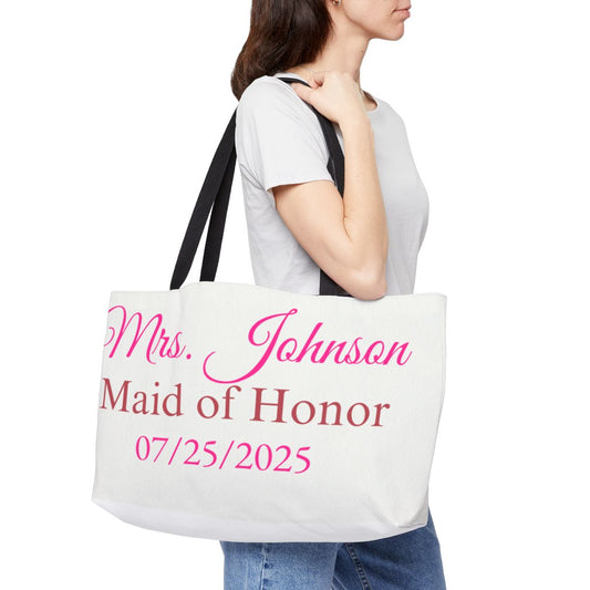 Personalized Maid of Honor Weekend Tote Bag