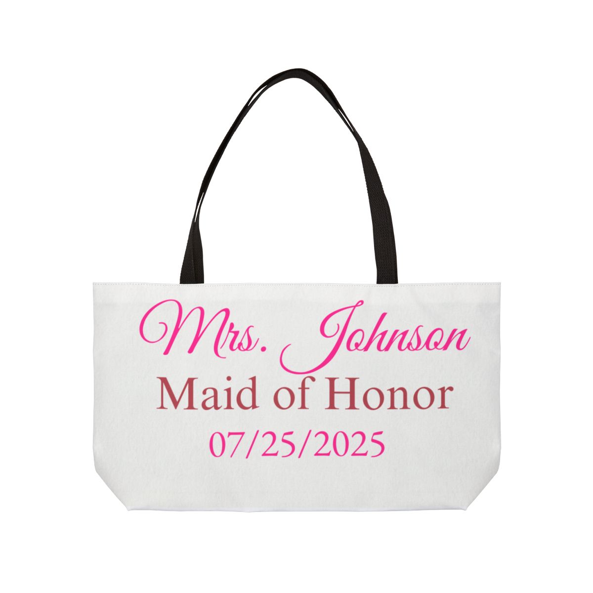 Personalized Maid of Honor Weekend Tote Bag