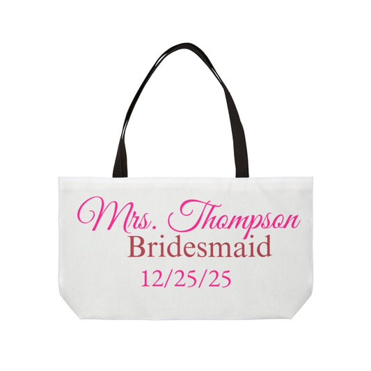 Personalized Bridesmaid Weekender Tote Bag